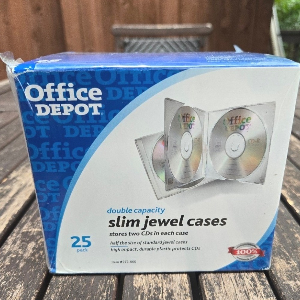 Office Depot Double Capacity Slim CD Jewel Cases 25 Pack Sealed Item 272-000